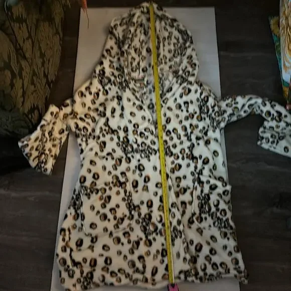 Joe Boxer Hooded Animal Print Robe Tie w/Belt M Sleepwear Cozycore Print College - Picture 8 of 9